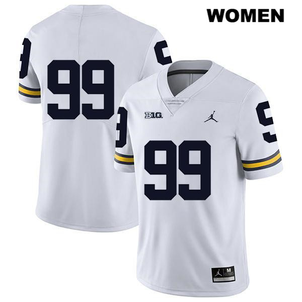 Women's NCAA Michigan Wolverines Gabe Newburg #99 No Name White Jordan Brand Authentic Stitched Legend Football College Jersey LD25W85YE